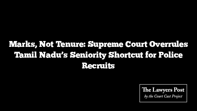 Marks, Not Tenure: Supreme Court Overrules Tamil Nadu’s Seniority Shortcut for Police Recruits