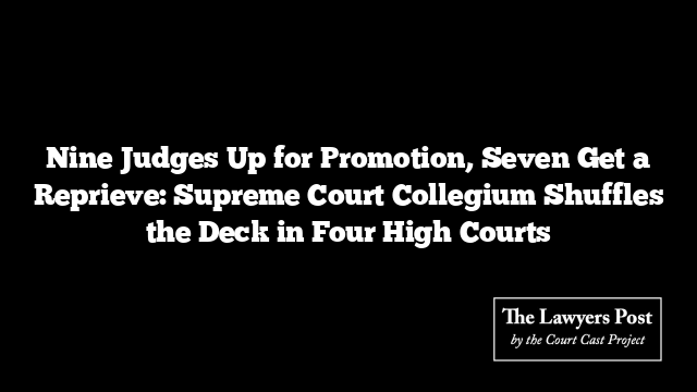 Nine Judges Up for Promotion, Seven Get a Reprieve: Supreme Court Collegium Shuffles the Deck in Four High Courts