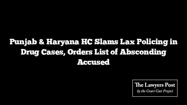 Punjab & Haryana HC Slams Lax Policing in Drug Cases, Orders List of Absconding Accused