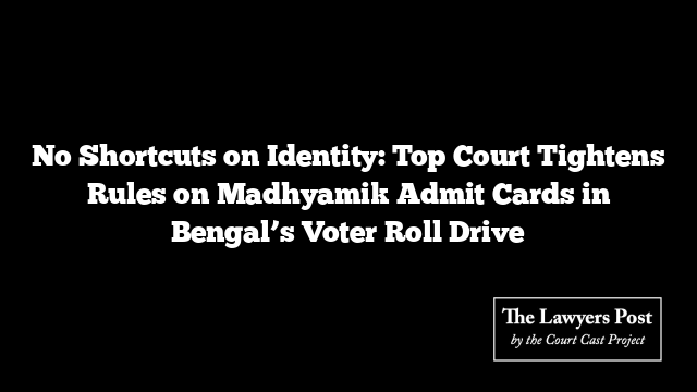 No Shortcuts on Identity: Top Court Tightens Rules on Madhyamik Admit Cards in Bengal’s Voter Roll Drive