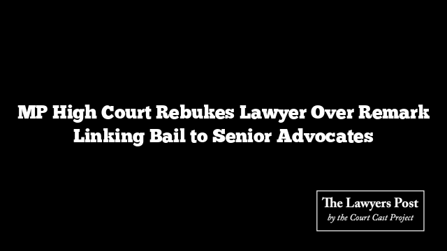 MP High Court Rebukes Lawyer Over Remark Linking Bail to Senior Advocates