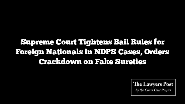 Supreme Court Tightens Bail Rules for Foreign Nationals in NDPS Cases, Orders Crackdown on Fake Sureties